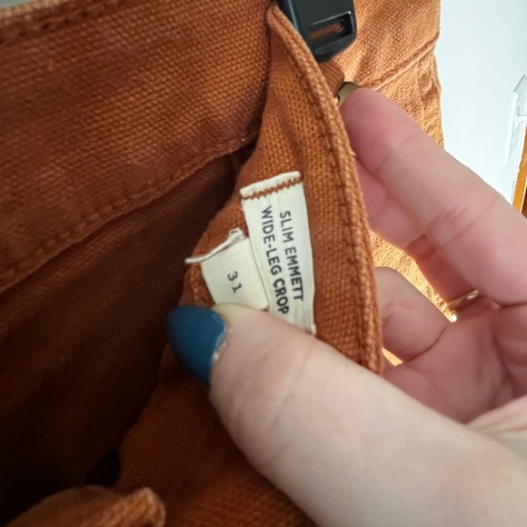Madewell Wideleg Cropped Rust Pants - Picture 2 of 3